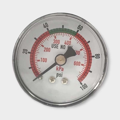 Indicateur de pression monté arrière 50mm manomètre de 100 livres par pouce carré pour l'installation d'oxygène
