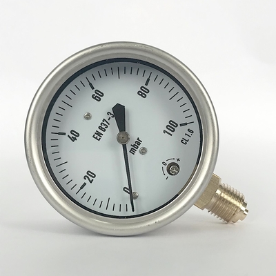 304 mesure de basse pression de mbar 63mm de l'indicateur de pression de capsule de boîtier en acier inoxydable de SUS 100