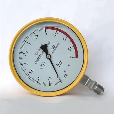 Indicateur de pression jaune de barre du manomètre 6 d'essai de l'indicateur de pression de la précision SUS304 150mm