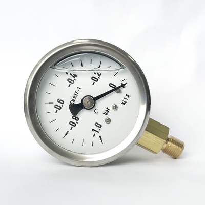 indicateur de pression rempli d'huile de montage radial de vide de boîtier en acier inoxydable de la barre -1 de 50mm