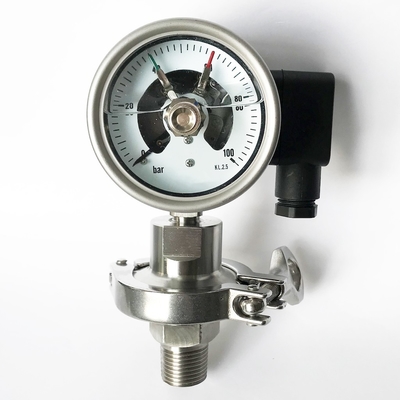 Manomètre électrique hygiénique de contact de barre de l'indicateur de pression de joint de diaphragme de solides solubles 304 100