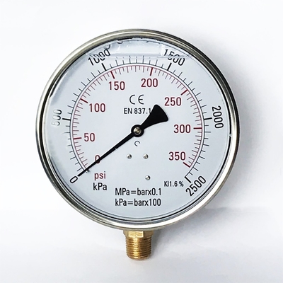 160mm indicateur de pression rempli de liquide de boîtier en acier inoxydable antidétonant de manomètre de 350 livres par pouce carré