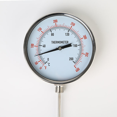 Acier inoxydable bimétallique argenté du cadran 200C de thermomètre de 150mm pour des réservoirs d'eau chaude