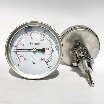 Thermomètre bimétallique 100mm de cadran réglable de tige tout l'acier inoxydable
