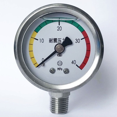 MPA 2&quot; 40 abaissent le cadran coloré du manomètre 1/4 TNP de bâti tout l'indicateur de pression d'acier inoxydable