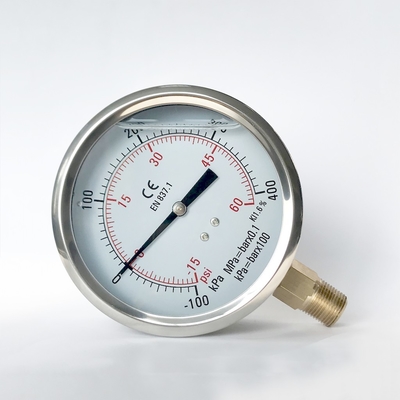 1/2 TNP 4 pouces de pression d'indicateur de boîtier en acier inoxydable inférieur rempli liquide du bâti 15-60 livre par pouce carré