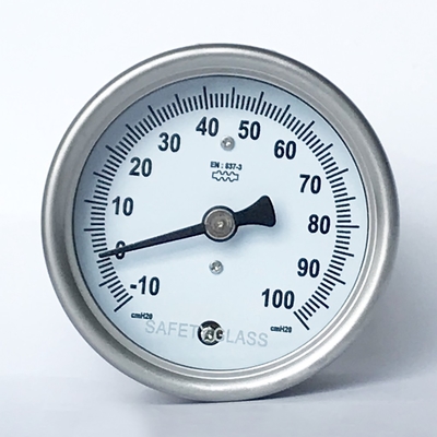 316 solides solubles capsulent la mesure de l'indicateur de pression 100 CmH2O Ring Bellows Manometer Low Pressure
